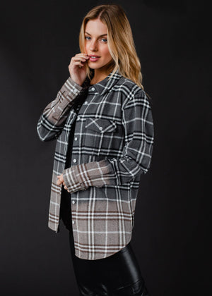 Gray, Black & White Plaid Flannel