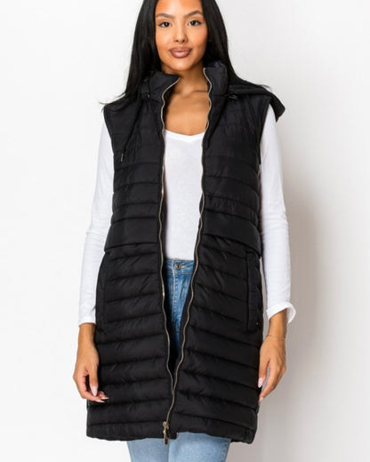 Long Sherpa Hooded Vest
