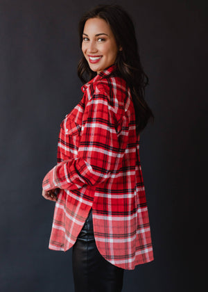 Dk Red, Black & White Plaid Flannel