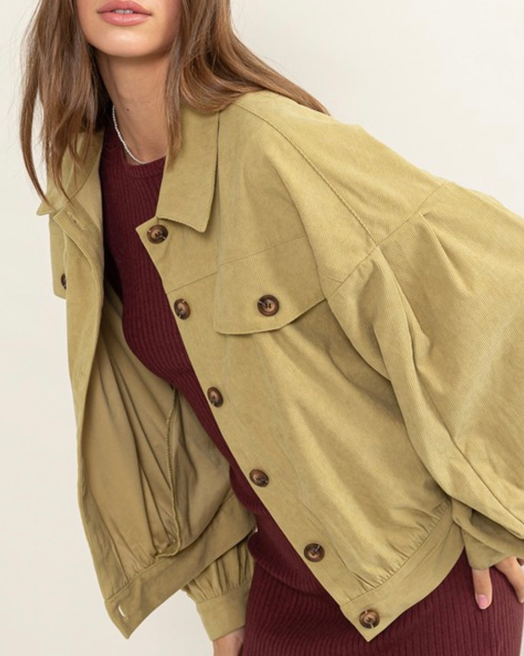 Drop Shoulder Corduroy Jacket