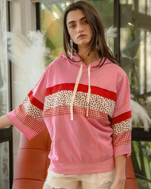 French Terry Mix Pattern Hoodie