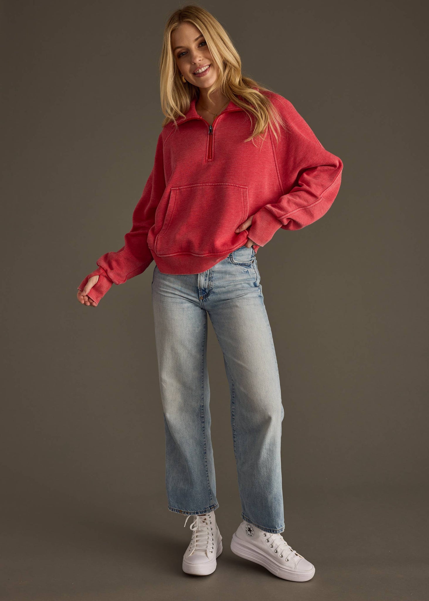 Red Quarter Zip Sweatshirt