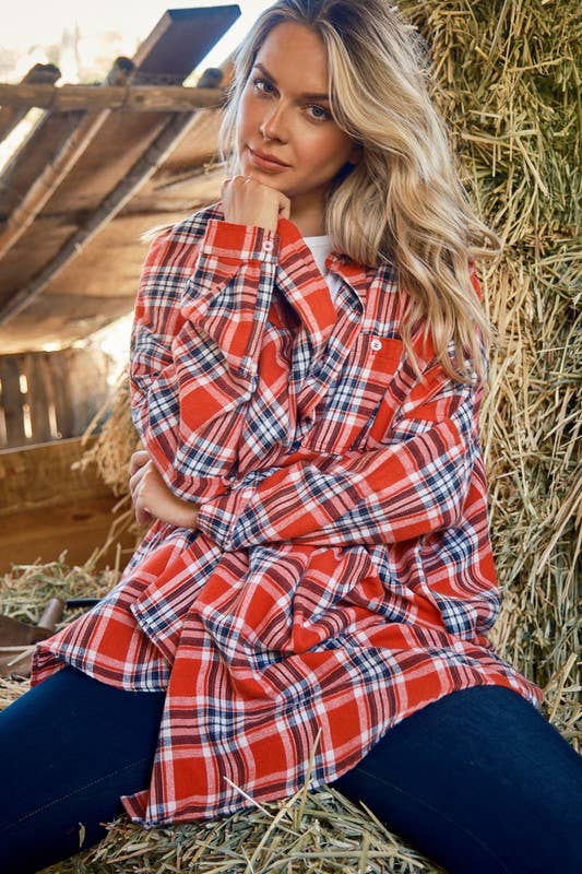 Plaid Oversized Boxy Button Down Shirt