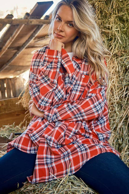 Plaid Oversized Boxy Button Down Shirt