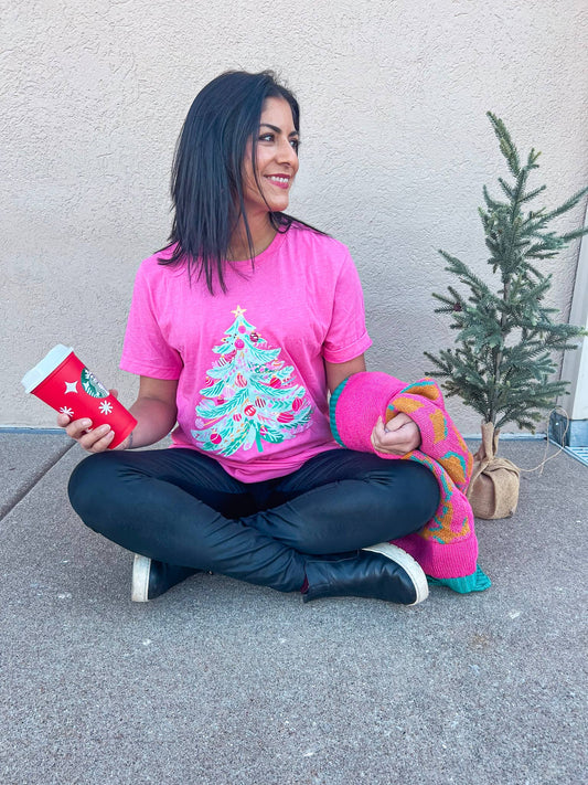 PINK WATERCOLOR CHRISTMAS TREE