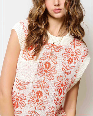 Floral Sleeveless Sweater