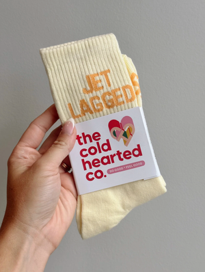 Jet Lagged Ribbed Crew Socks