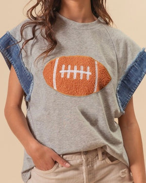 Fuzzy Football Cap Sleeve Shirt