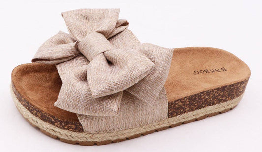 Bamboo Cork Sole Bow Sandals