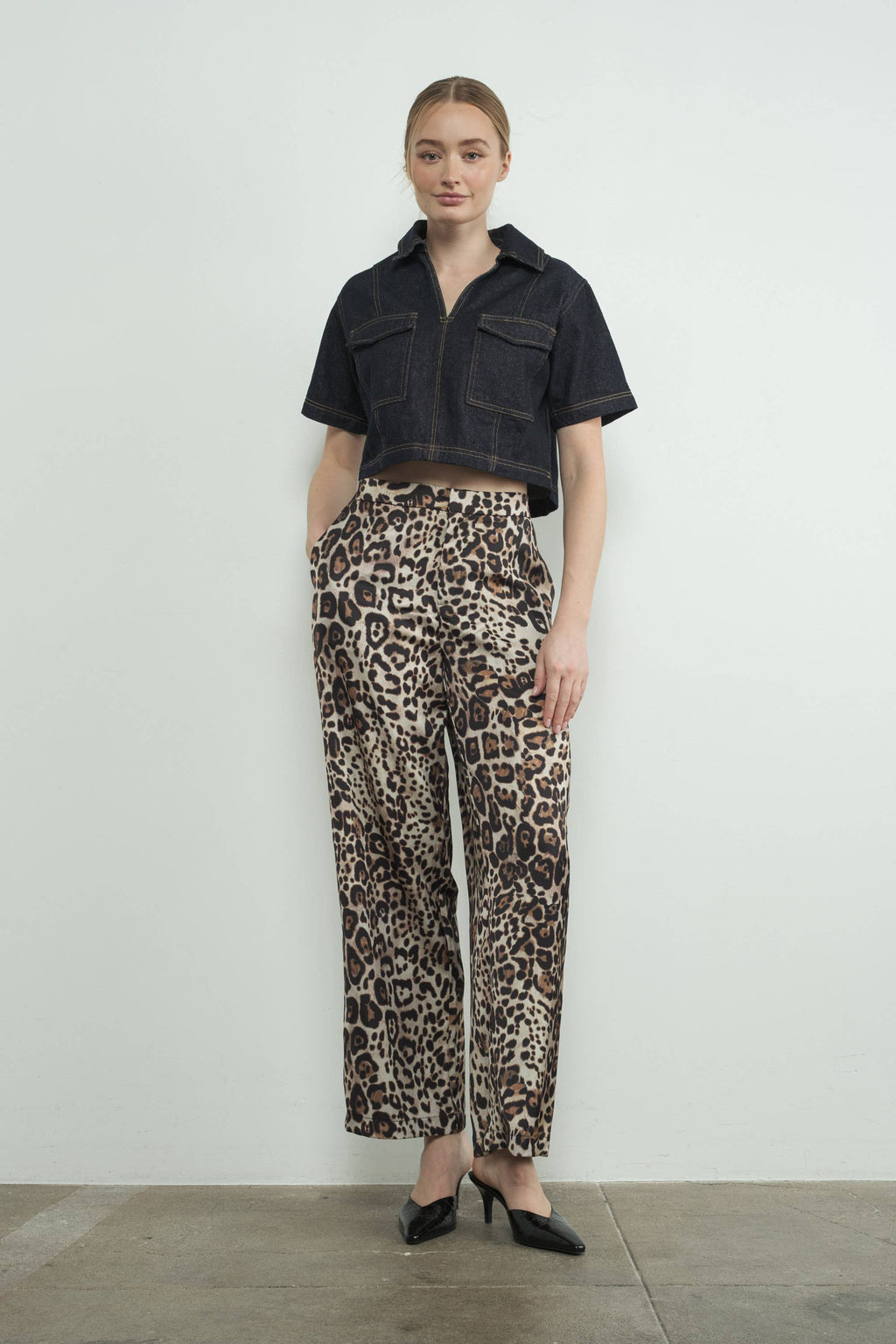 SATIN ANIMAL PRINT PANTS