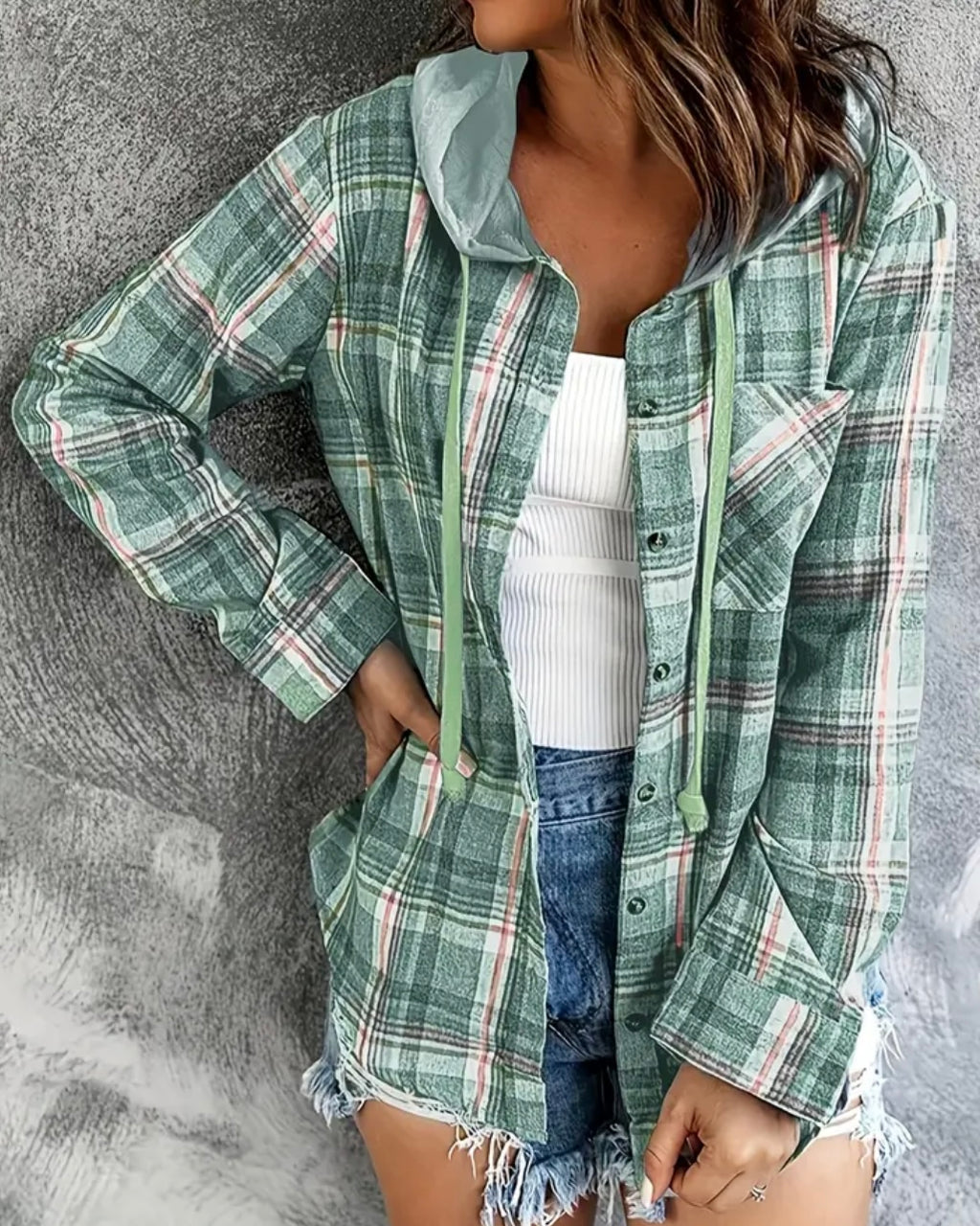 Green Flannel With Hood