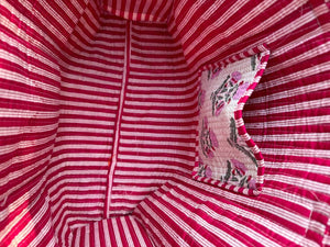 Printed Cotton Quilted Bag-pink floral