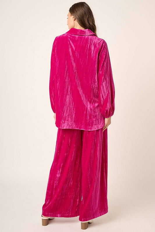 TEXTURED VELOUR LONG SLEEVE SHIRT