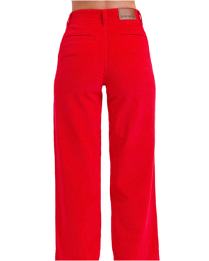 High Waist Red Corduroy Trouser