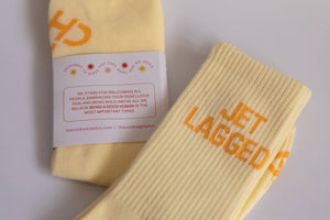 Jet Lagged Ribbed Crew Socks