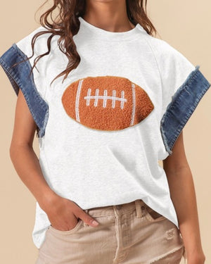 Fuzzy Football Cap Sleeve Shirt