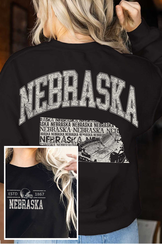 Nebraska Football State Front & Back Terry Sweatshirt