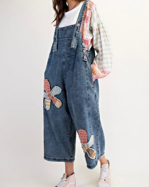 Floral Denim Overalls