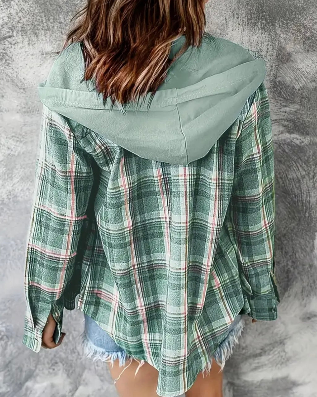 Green Flannel With Hood