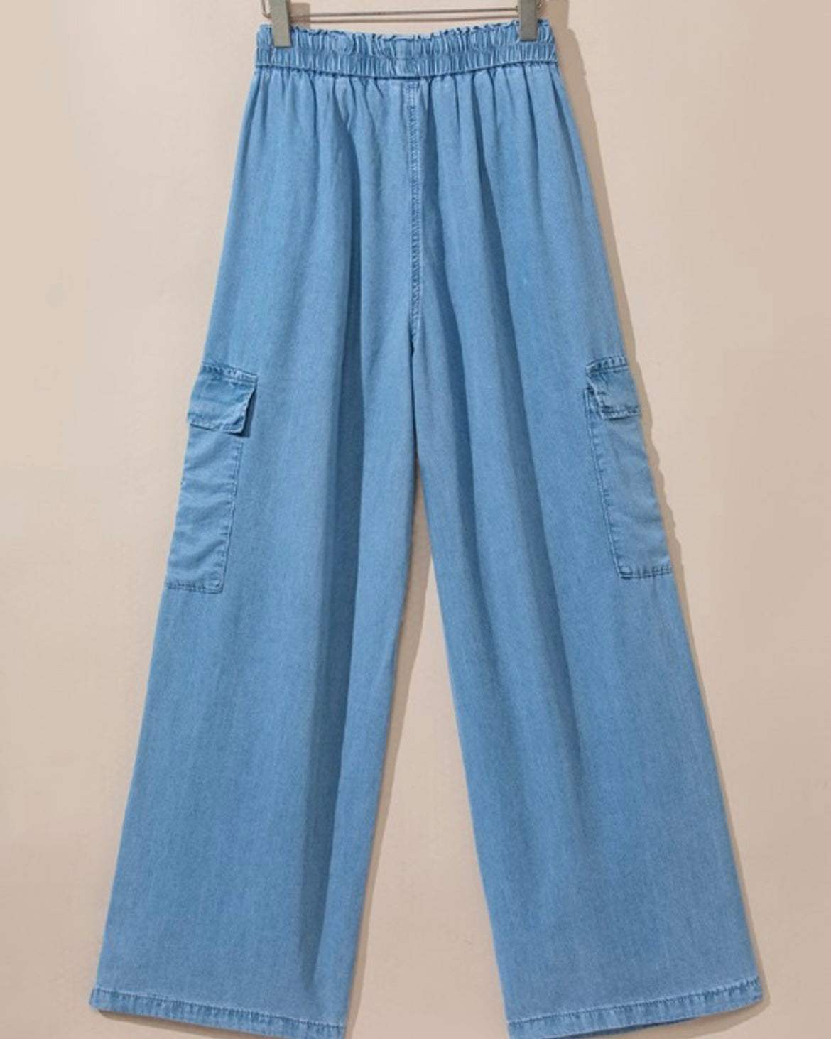 Drawstring Wide Leg Cargo Jeans