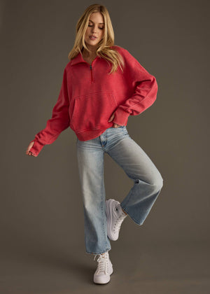 Red Quarter Zip Sweatshirt