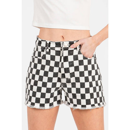 Black Gameday Checkered Shorts