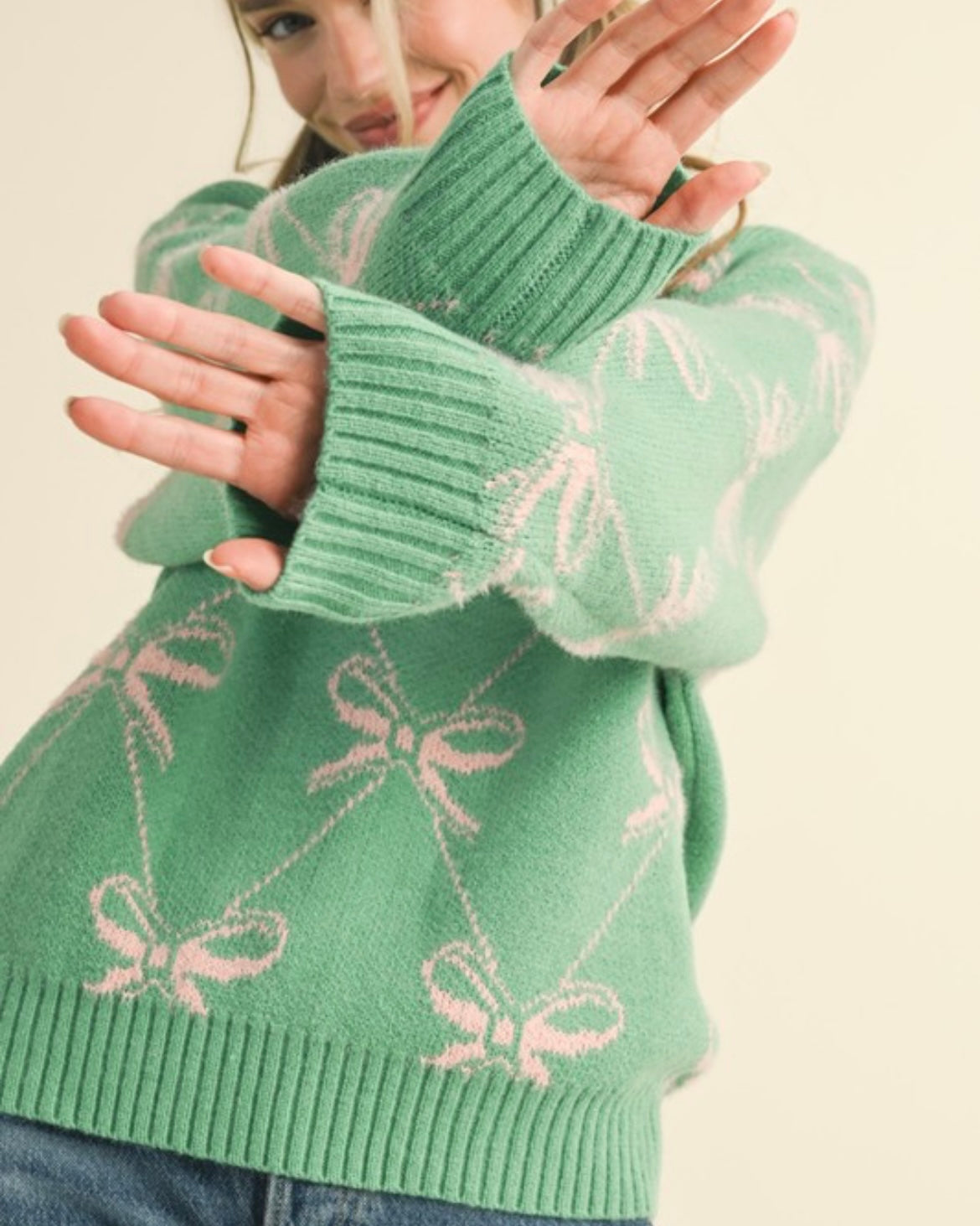 Ribbon Knit Pattern Sweater