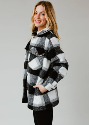 Black, Gray & White Plaid Jacket