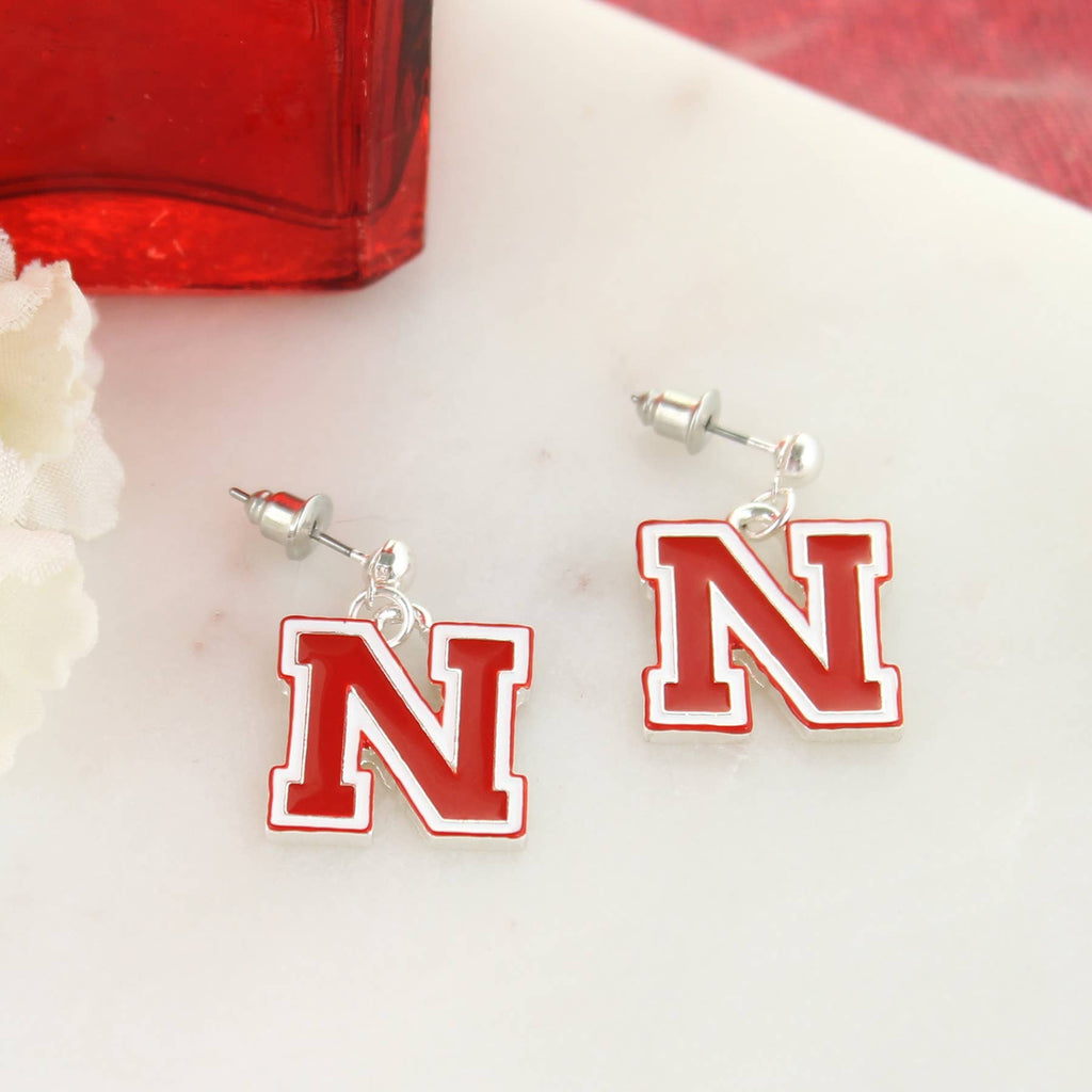 Nebraska Enamel Logo Earrings