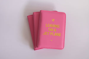 Leaving On A Jet Plane Passport Cover Wallet Pink