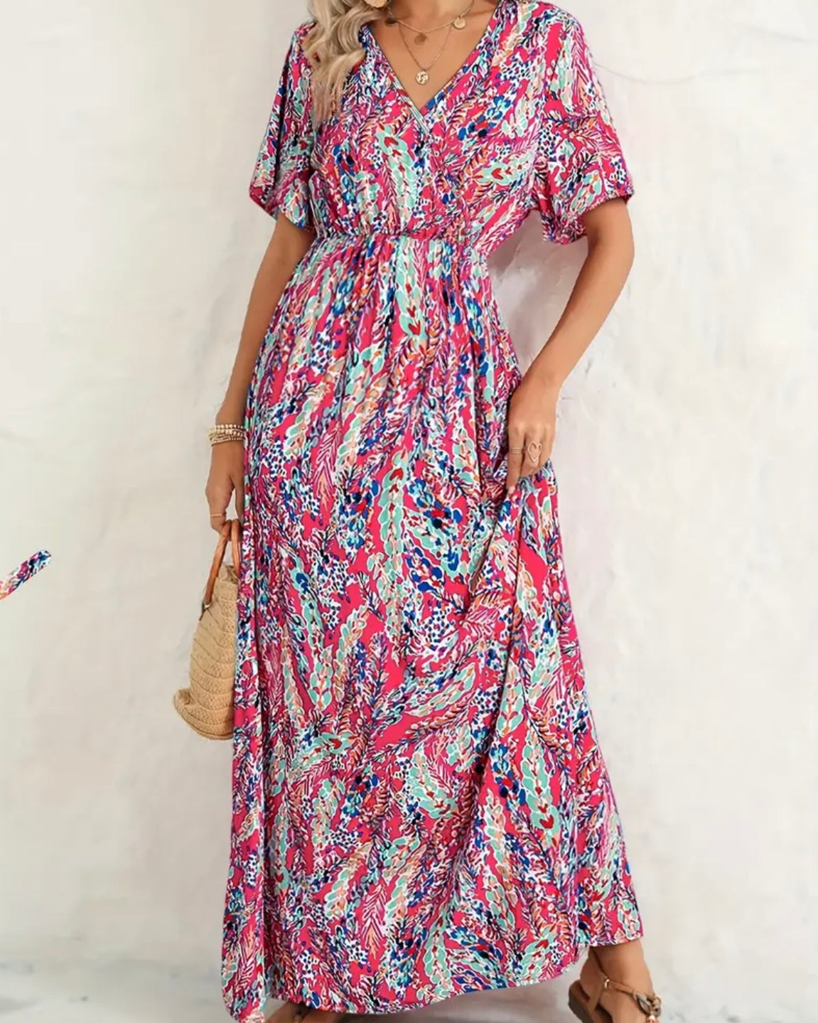 Pink Floral Maxi Dress