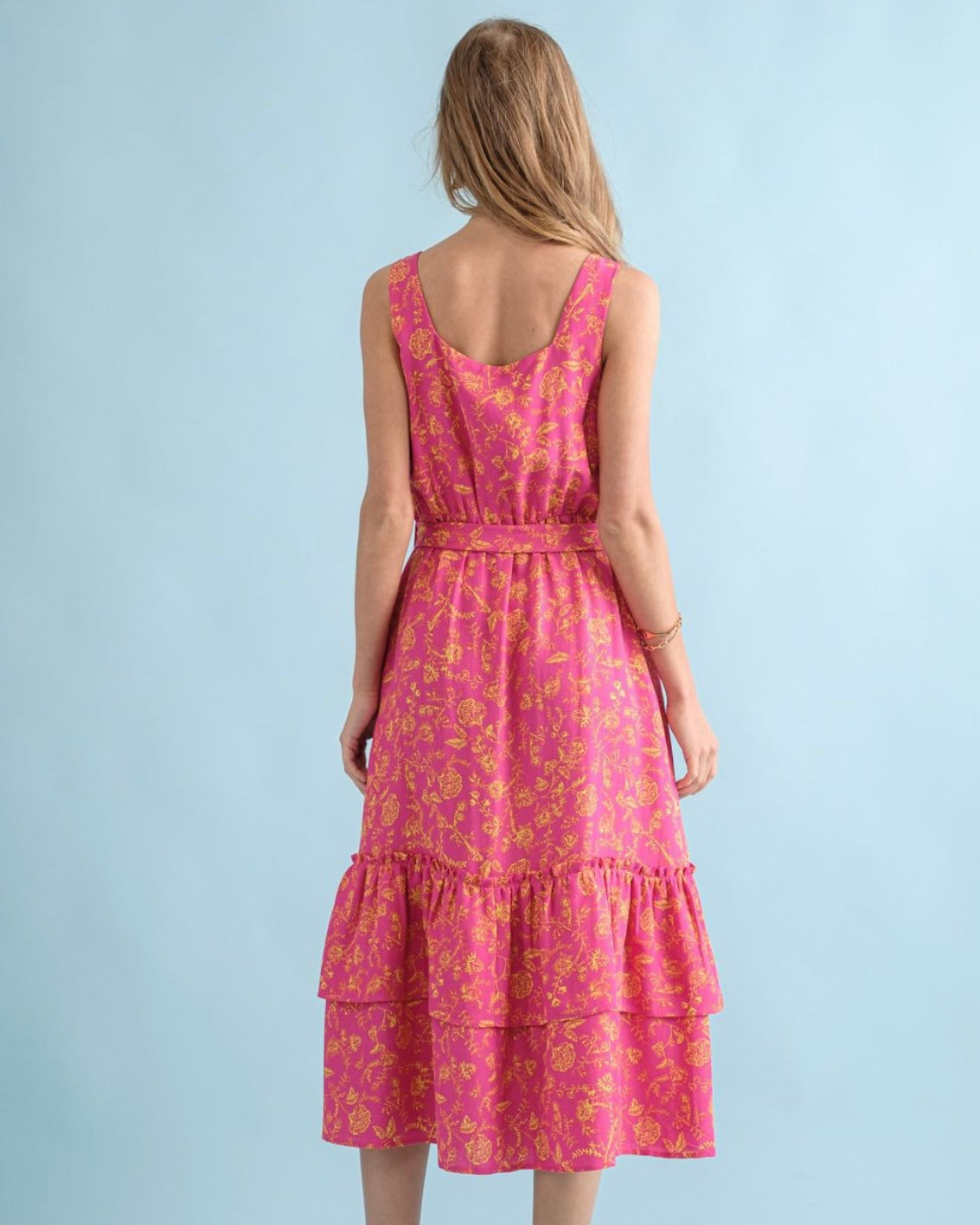 Floral Maxi Dress with Waist Tie