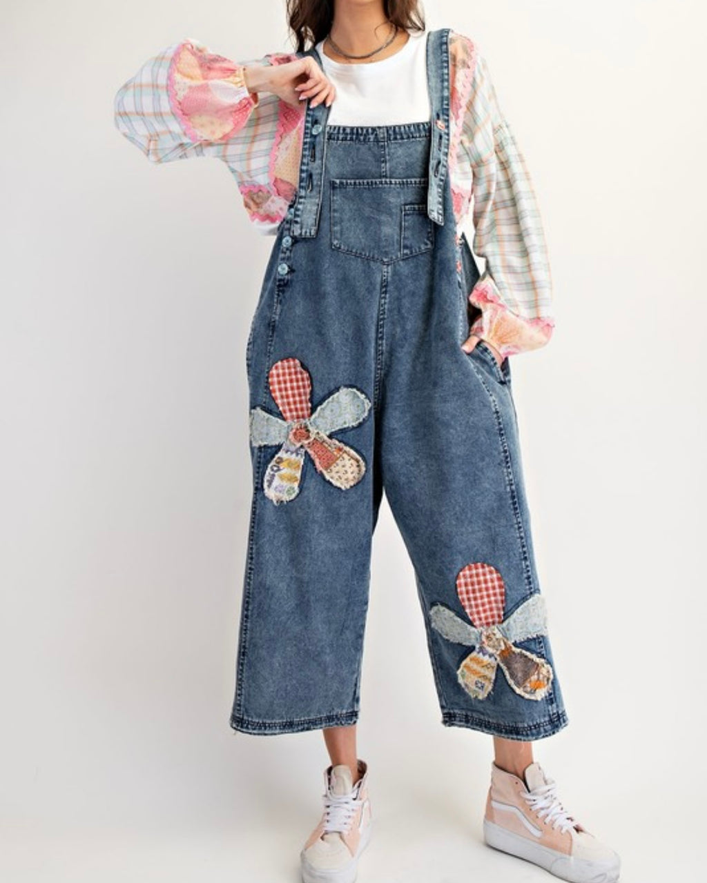 Floral Denim Overalls