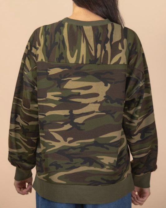 Camo Print Knit Top