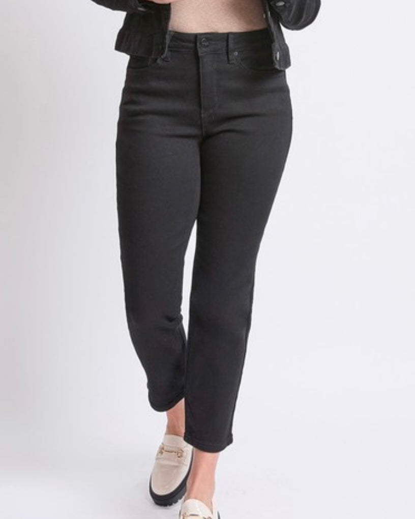 Black High Rise Straight Denim