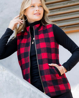 Red/Black Plaid Vest