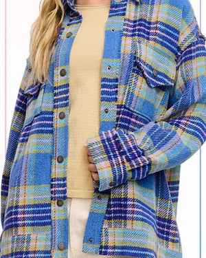 Oversized Button Front Plaid Shacket