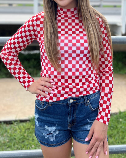 Pep Rally Mesh Top-Red
