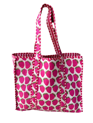 Strawberry Print Quilted Bag