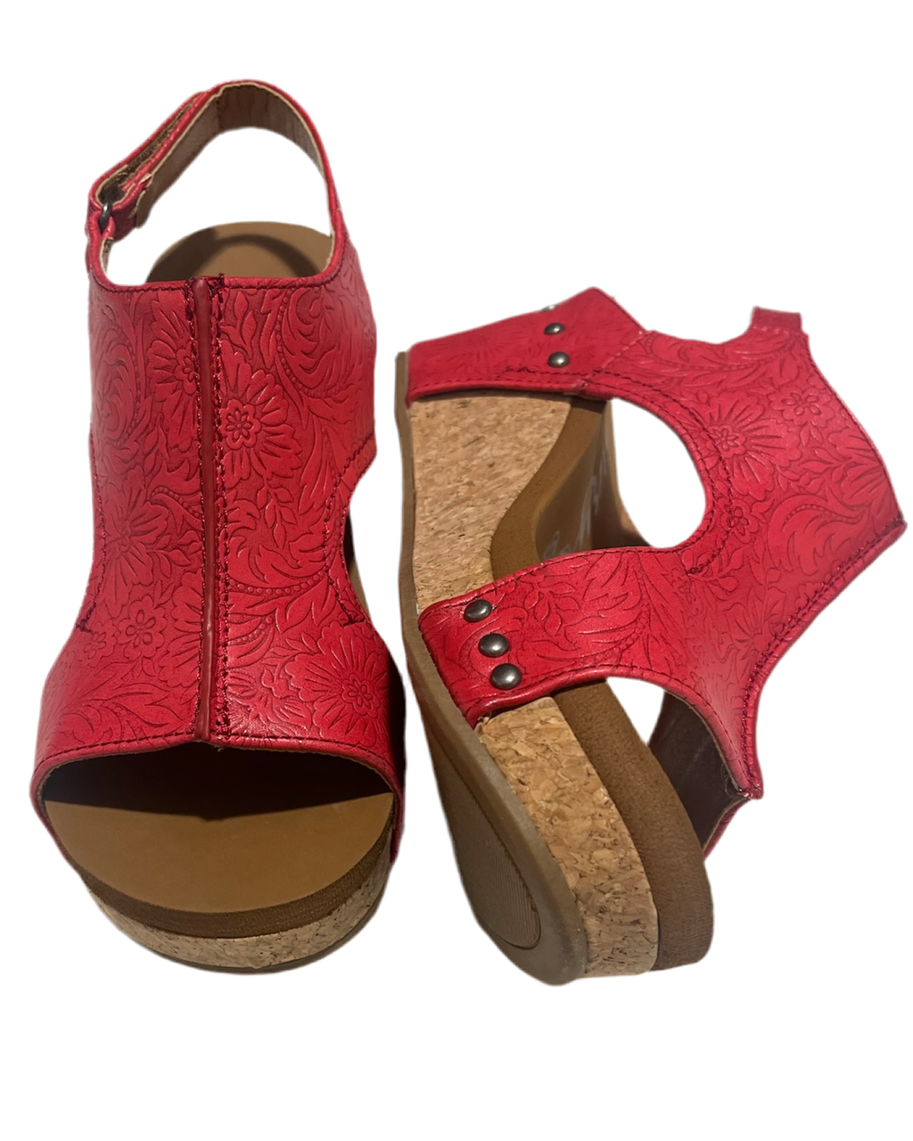 Isabella Red Tooled Wedge