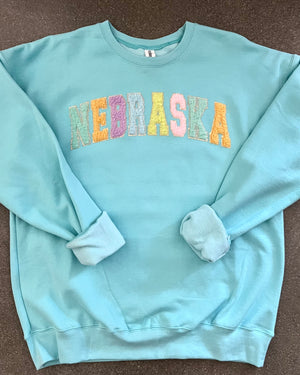 Blue Fuzzy Nebraska Sweatshirt