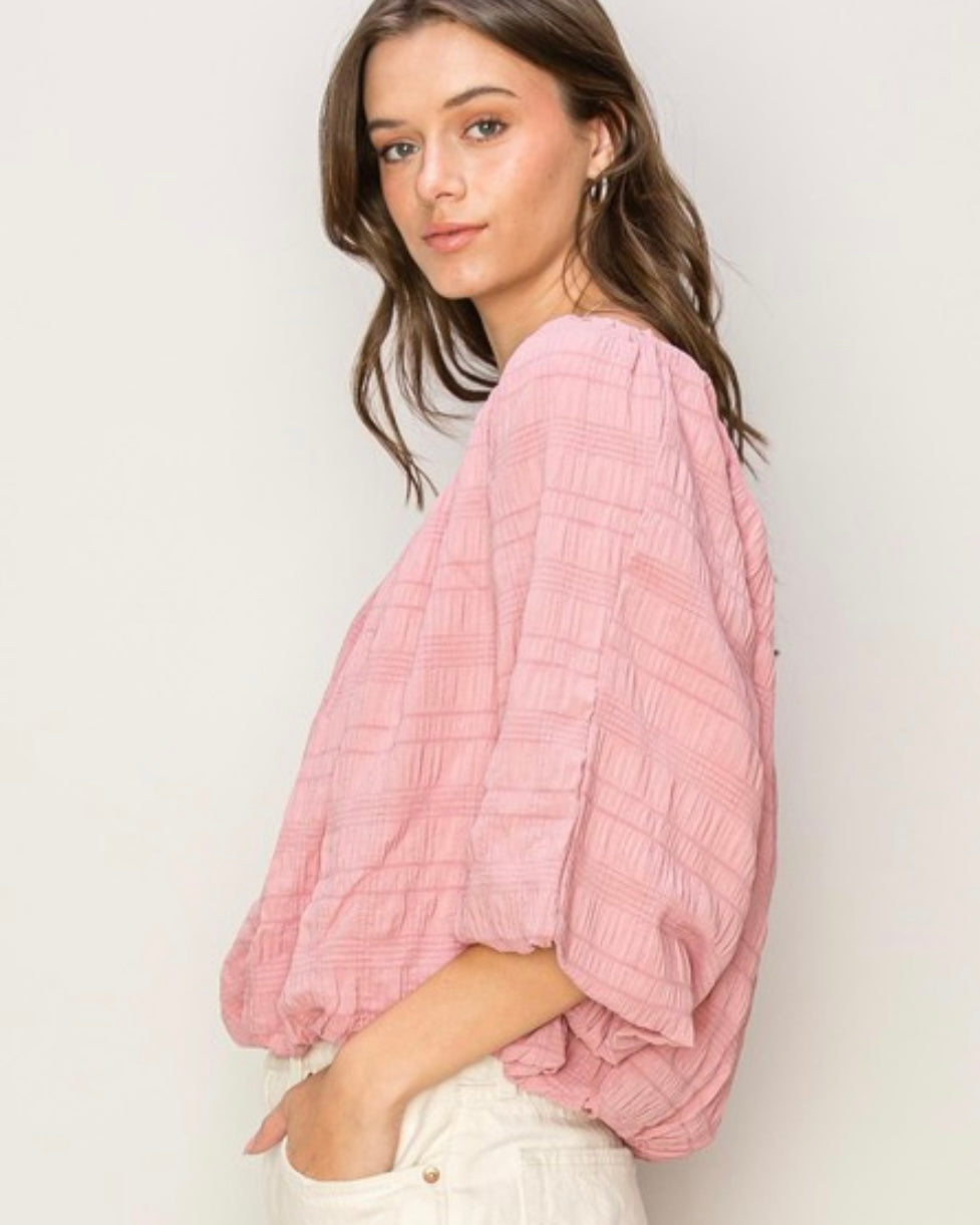 Textured Balloon Blouse