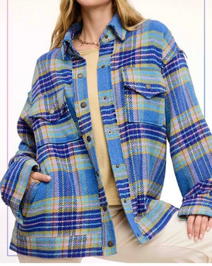 Oversized Button Front Plaid Shacket