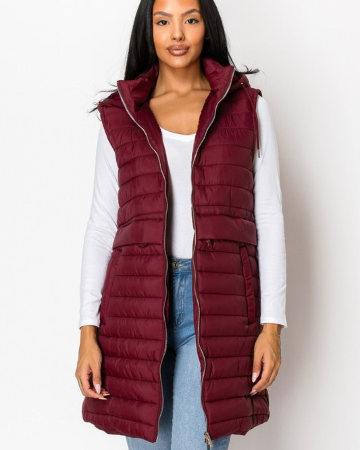 Long Sherpa Hooded Vest