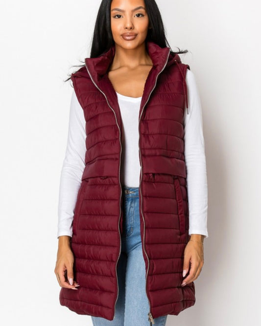 Long Sherpa Hooded Vest