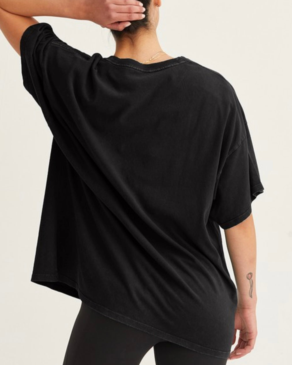 Oversized Distressed Black Tee