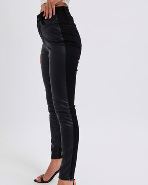 HW Faux Leather & Denim Skinny