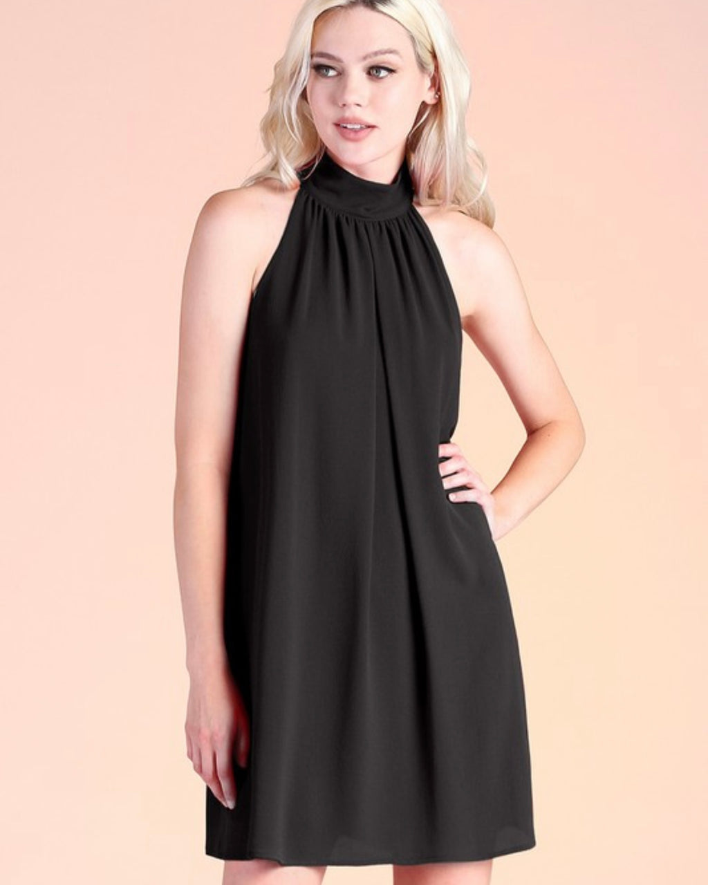Pleated Front Halter Dress