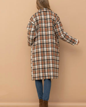 Plaid Button Down Long Coat