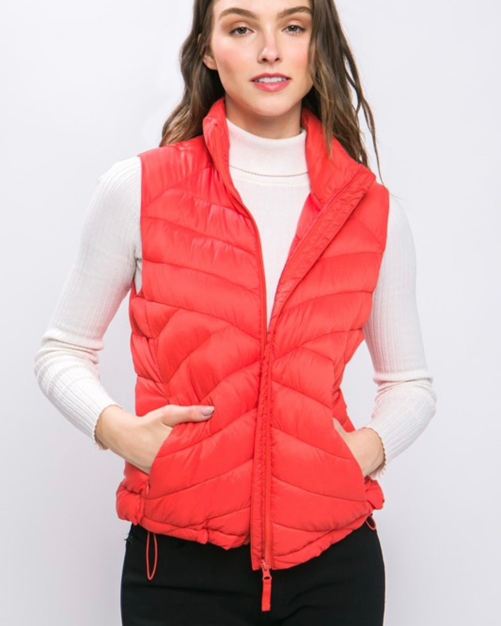 Zip Up Puffer Vest with Storage Pouch